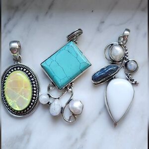 Large Pendant Bundle Sterling Plated Stamped